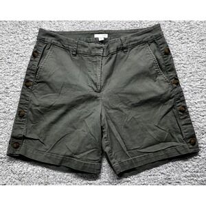 J Jill Shorts 8 Womens Regular Size Green Linen Blend Chino Pockets Stretch Logo